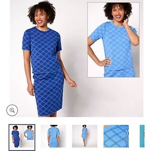 Isaac Mizrahi Jacquard Reversible Skirt & Top Sweater Set